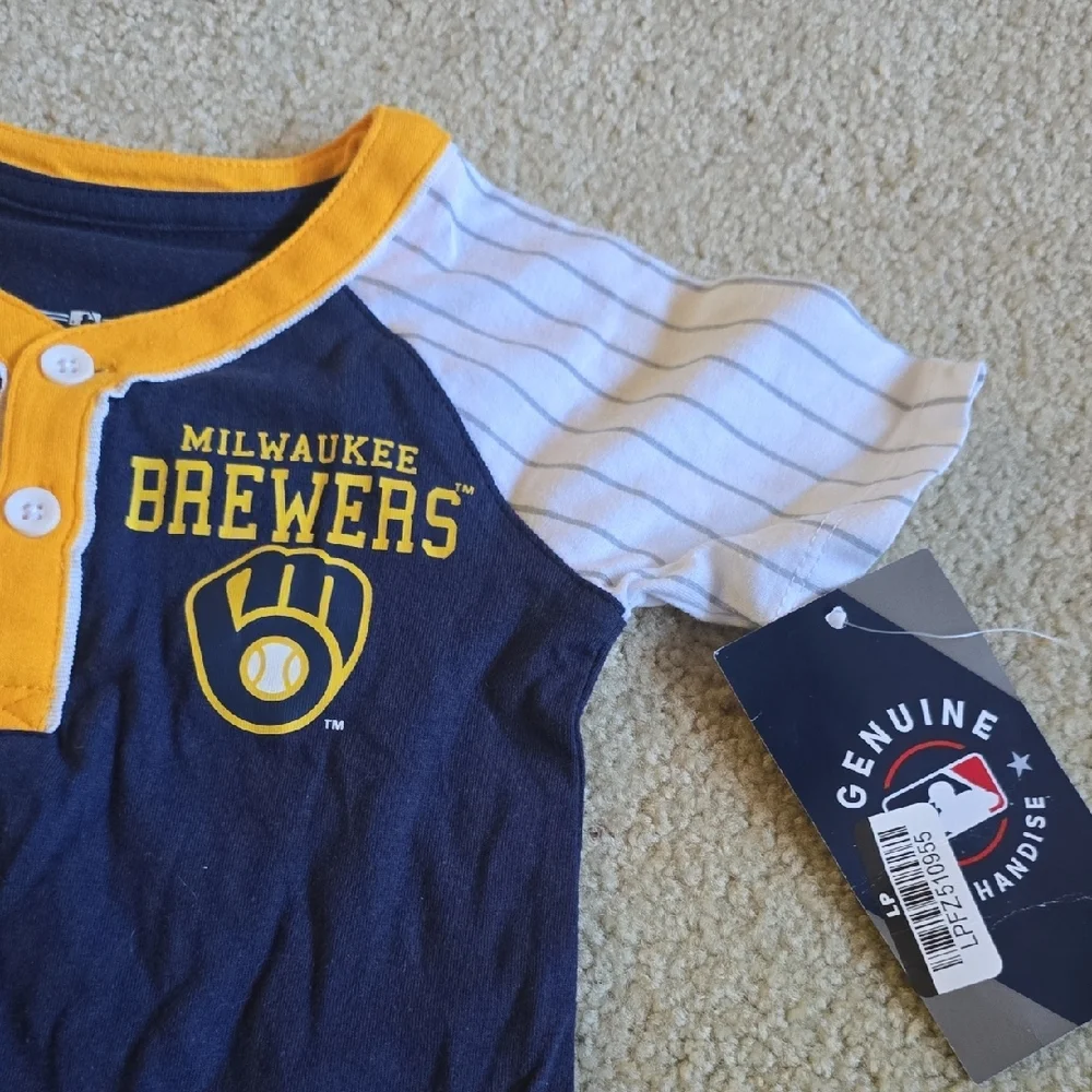 Genuine Merchandise Navy and Yellow Infant Short Sleeve Romper